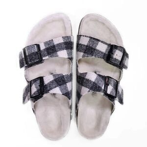 Men Birkenstock Arizona Wool Adjustable Slide Sandals Wool Lining NEW 10 US 43EU